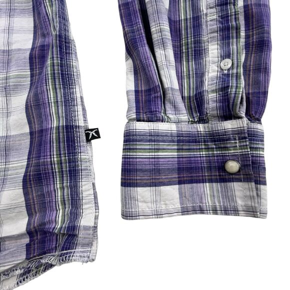 ARTFUL DODGER Plaid Pearl Snap Shirt Men 2XL Western Purple White Designer - Picture 6 of 11
